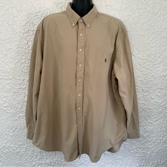 Ralph Lauren Men’s Long Sleeve Button Down Size 3XLT Tan - Picture 2 of 7